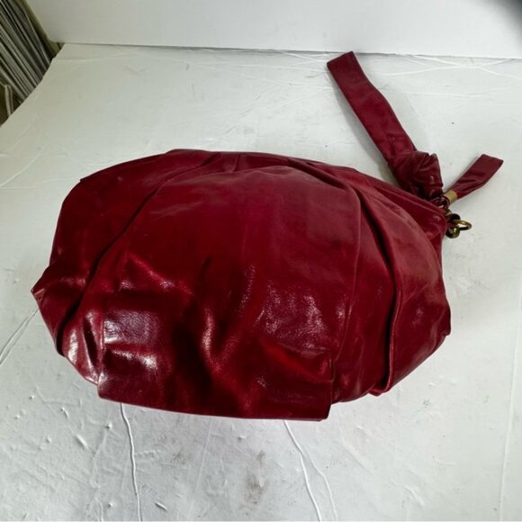 Vanessa Bruno NEW Leather Gathered Ruched Clutch Bag Wristlet Zip Closure Red - Picture 3 of 16